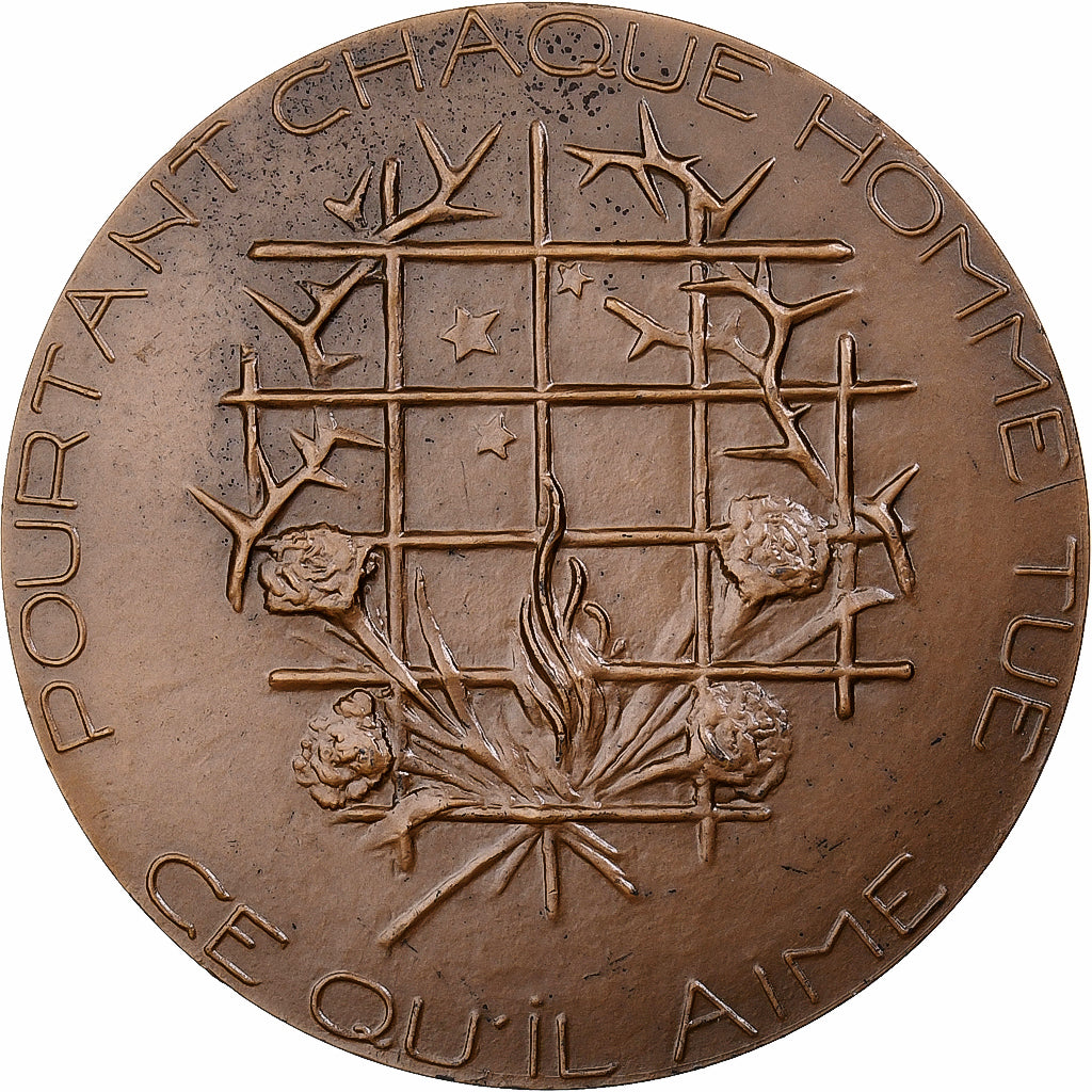 France, Medal, Oscar Wilde, 1968, Monnaie de Paris, Bronze, AU(55-58)