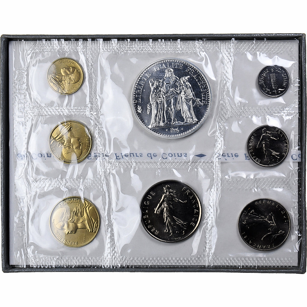 France, Coffret 1 c. à 10 frs., 1973, Monnaie de Paris, FDC, MS(65-70)