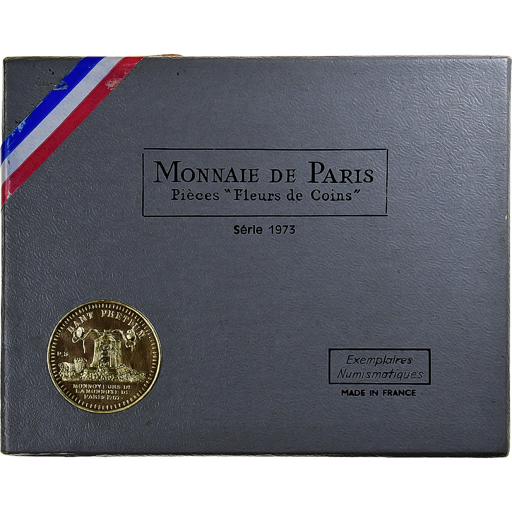 France, Coffret 1 c. à 10 frs., 1973, Monnaie de Paris, FDC, MS(65-70)