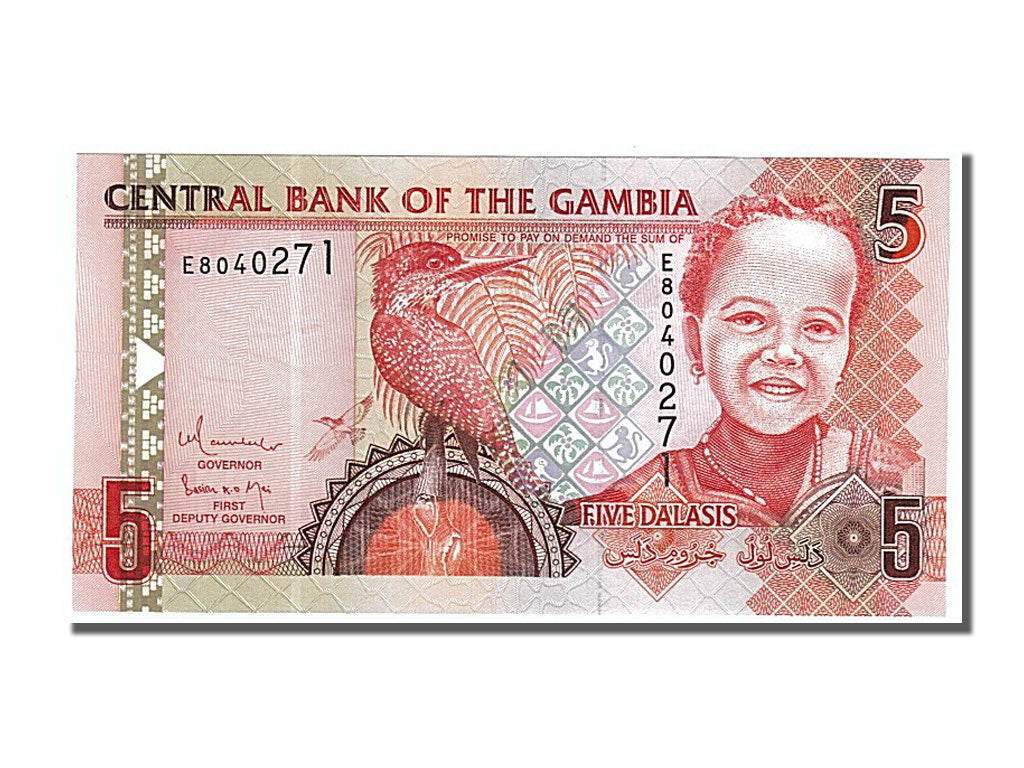 Geldschein, Gambia, 5 Dalasis, 2001, UNZ