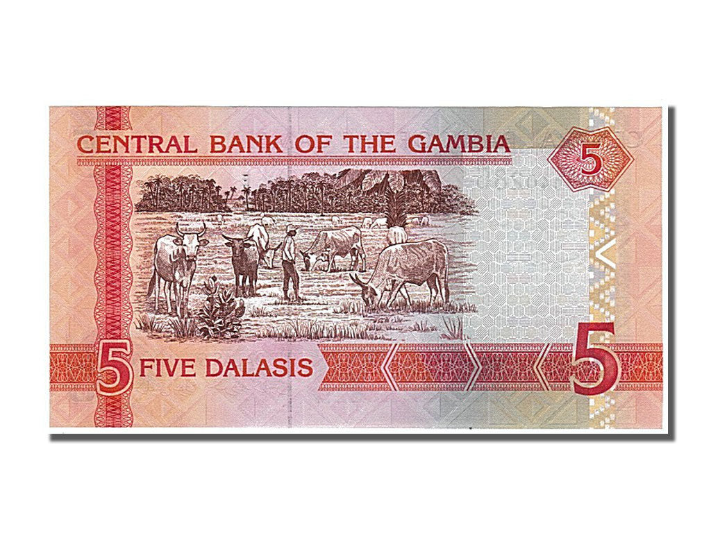 Geldschein, Gambia, 5 Dalasis, 2001, UNZ