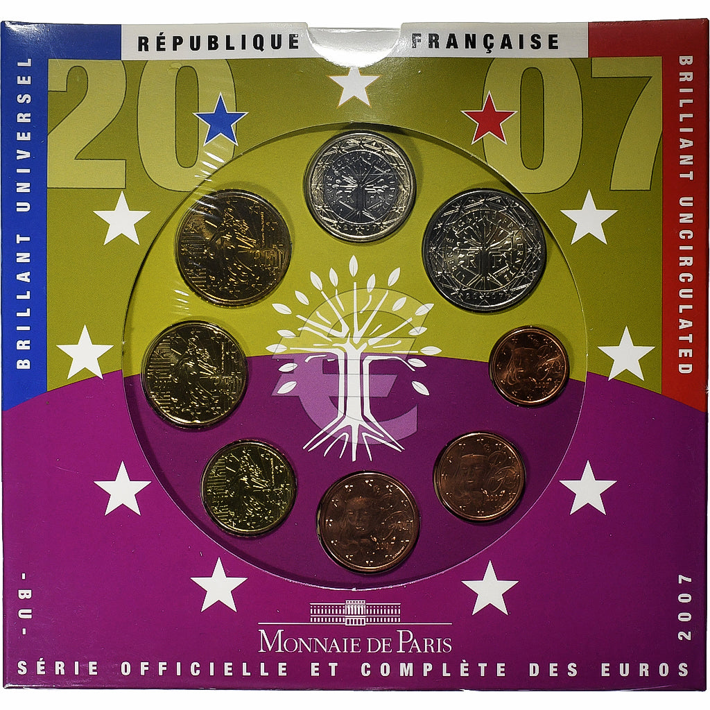 France, Coffret 1c. à 2€, BU, 2007, Monnaie de Paris, FDC