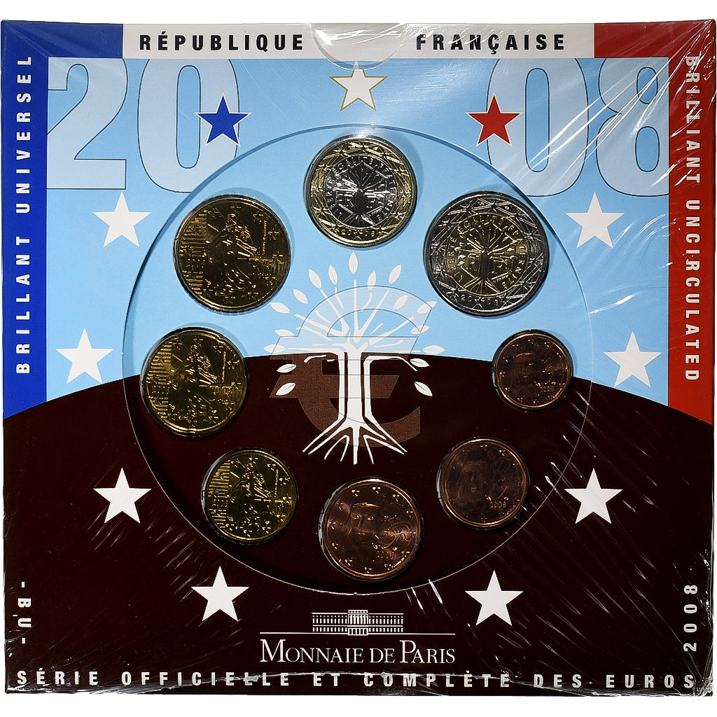 Frankreich, Coffret 1c. à 2€, BU, 2008, Monnaie de Paris, STGL