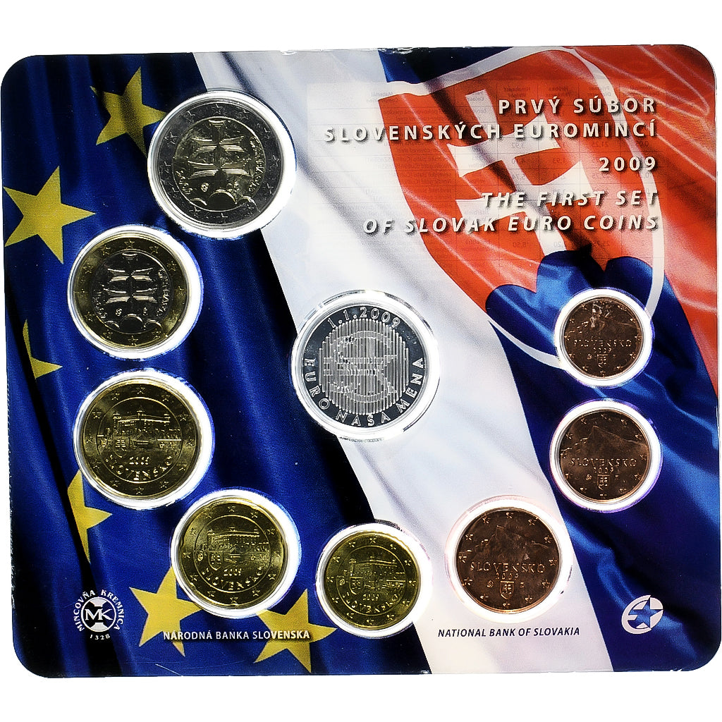 Slovacchia, 1 c. to 2€ + token, BU, 2009, Kremnica, N.C., FDC