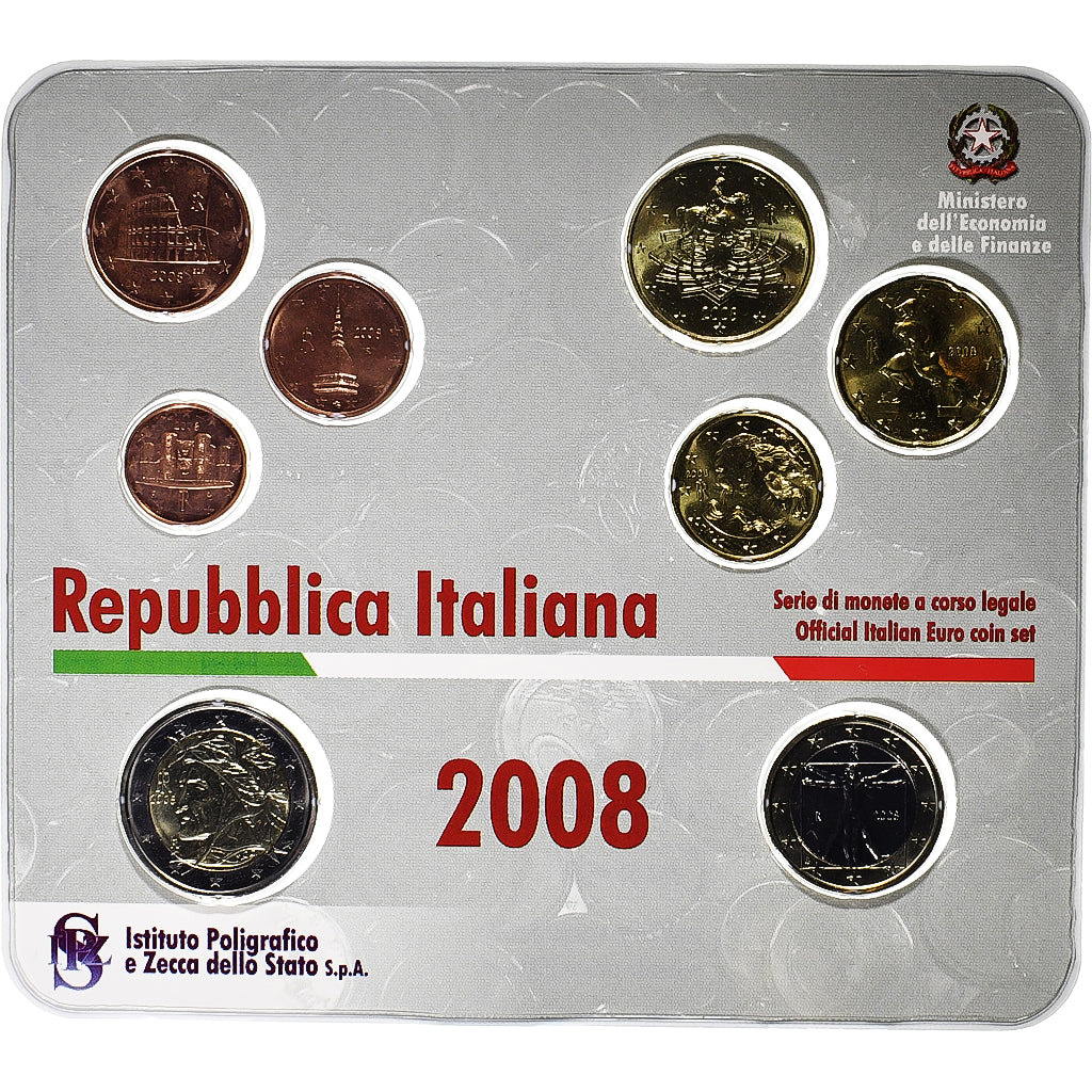 Italien, 1 Cent to 2 Euro, BU, 2008, Rome, STGL