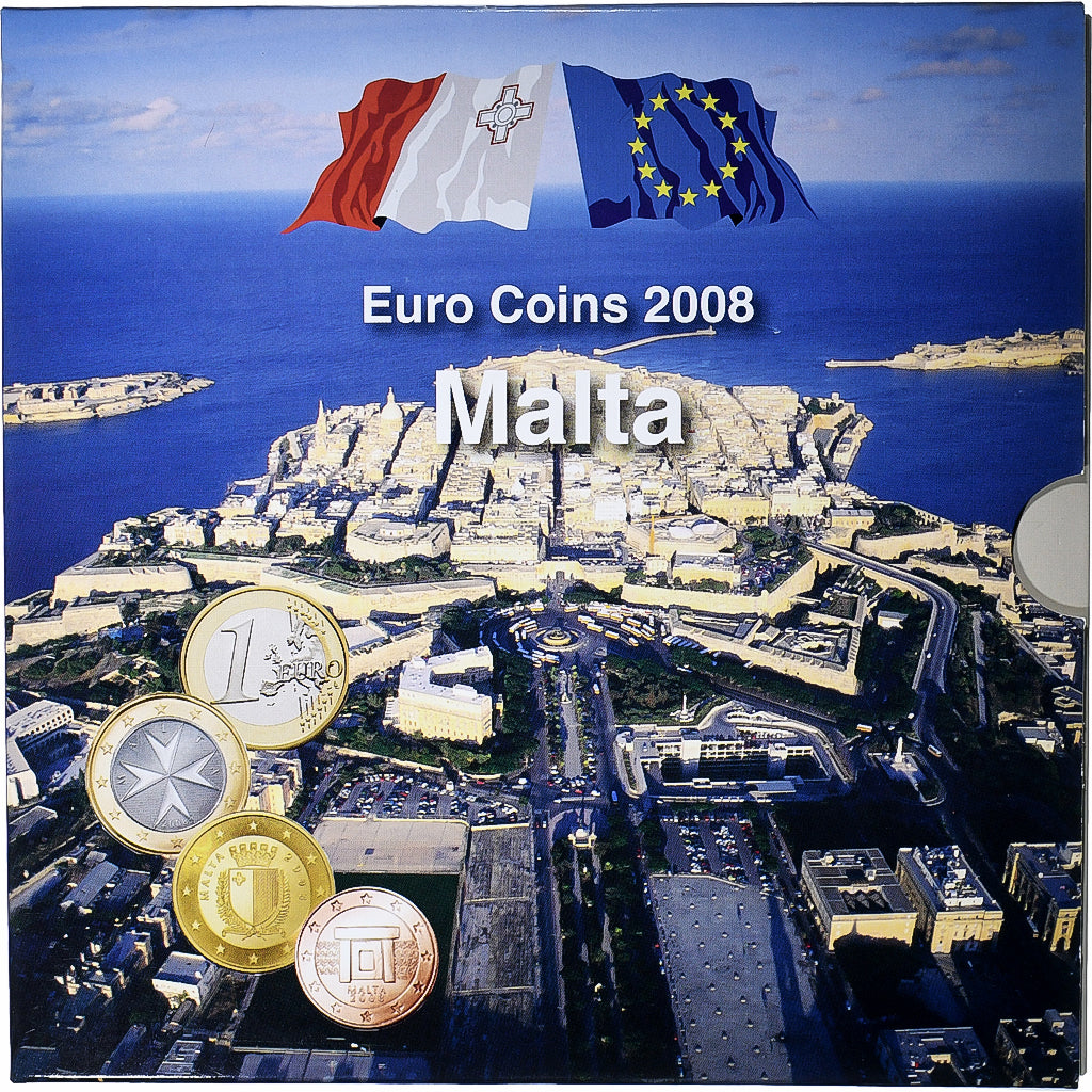 Malte, 1 Cent to 2 Euro + stamp, BU, 2008, Monnaie de Paris, FDC
