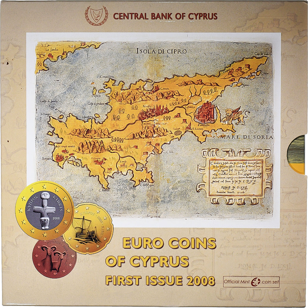 Chipre, 1 Cent to 2 Euro, BU, 2008, Athens, N/D, MS(65-70)
