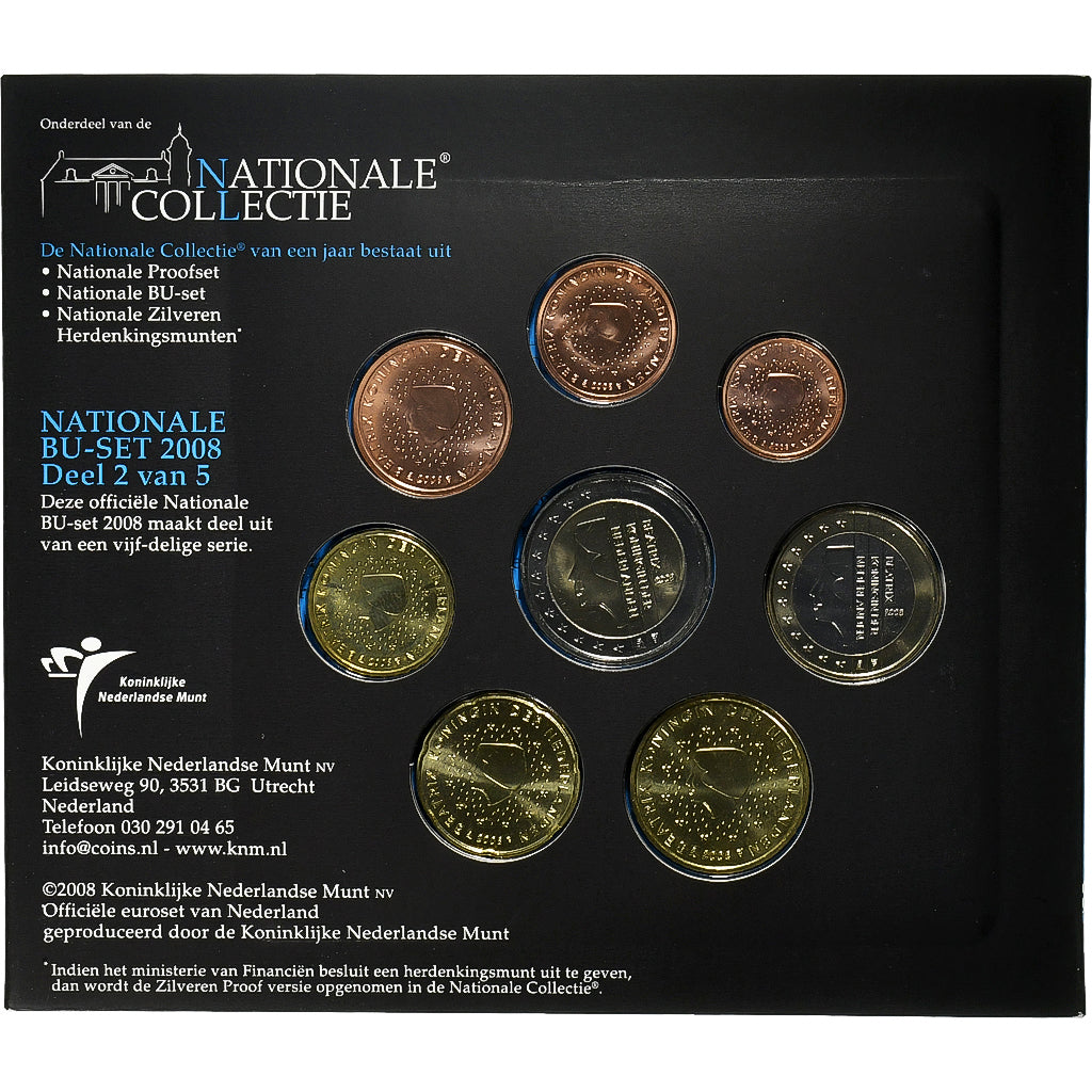Paesi Bassi, Beatrix, 1 Cent to 2 Euro, BU, 2008, Utrecht, N.C., FDC