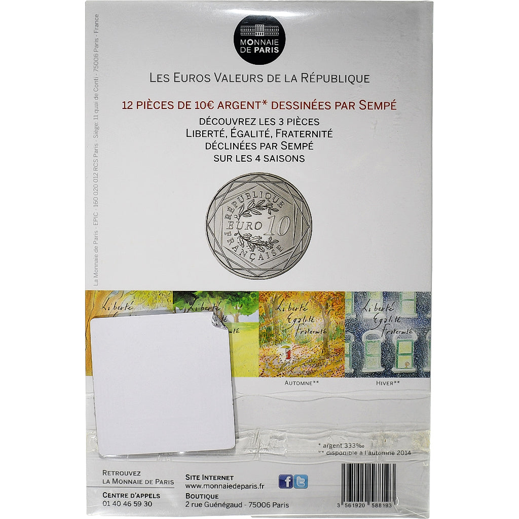 France, 10 Euro, Sempé - Printemps - Égalité, BU, 2014, Monnaie de Paris