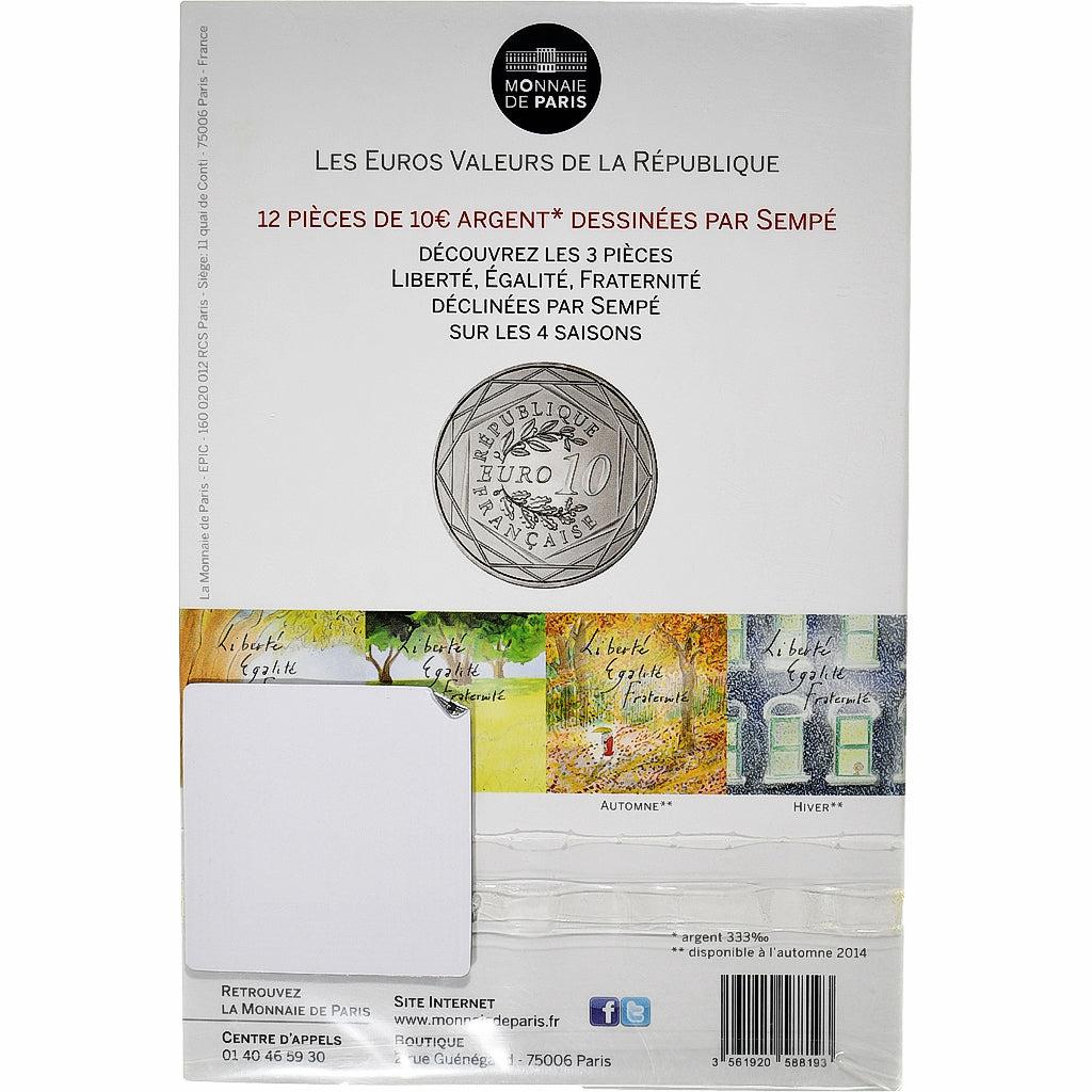 France, 10 Euro, Sempé - Printemps - Liberté, BU, 2014, Monnaie de Paris