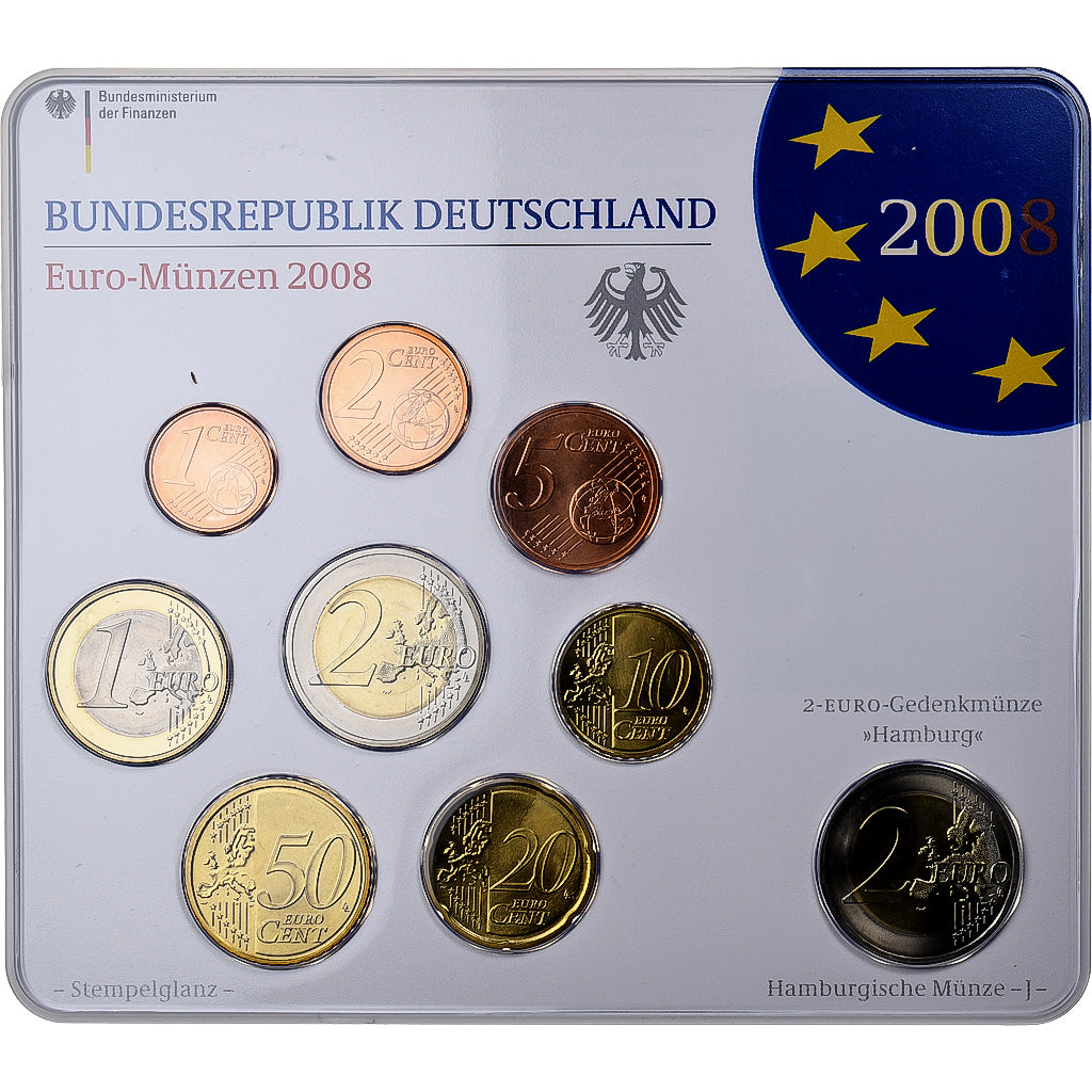 Deutschland, 1 Cent to 2 Euro, Hambourg, 2008, Hambourg, STGL