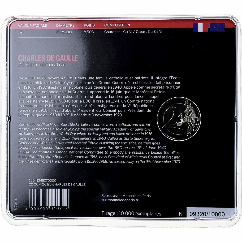 France, 2 Euro, Charles de Gaulle, BU, 2020, Monnaie de Paris, Bi-Metallic