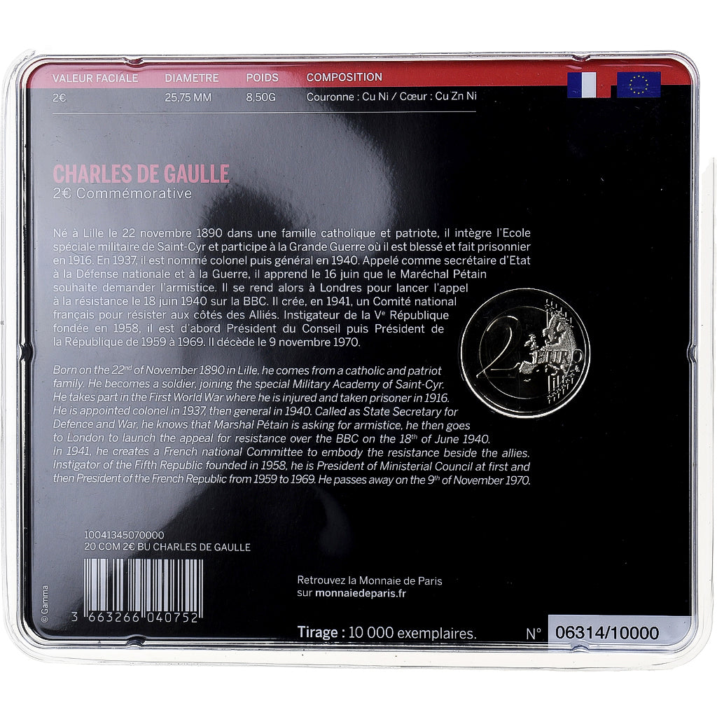 France, 2 Euro, Charles de Gaulle, BU, 2020, Monnaie de Paris, Bimétallique