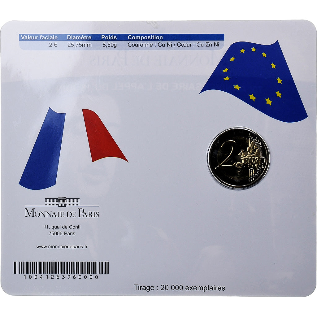 France, 2 Euro, appel du 18 juin, BU, 2010, Monnaie de Paris, Bi-Metallic