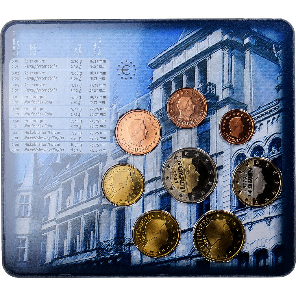 Luxemburgo, Henri, 1 Cent to 2 Euro, BU, 2002, Utrecht, N/D, MS(65-70)