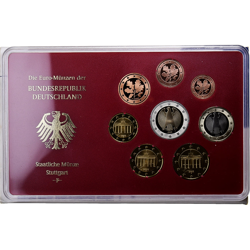 Alemania, 1 Cent to 2 Euro, Prueba, 2003, Stuttgart, Sin información, FDC