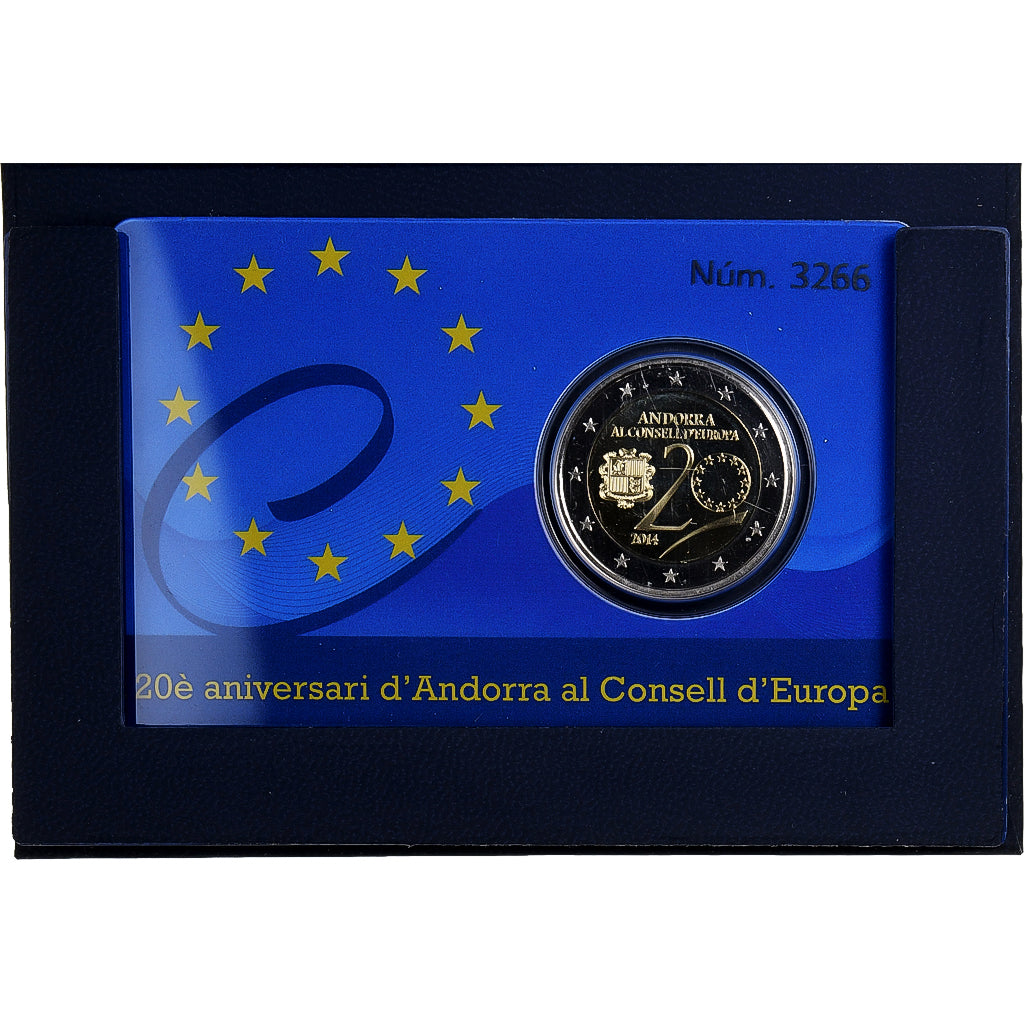 Andorra, 2 Euro, Conseil de l'Europe, Prueba, 2014, Madrid, Bimetálico, FDC