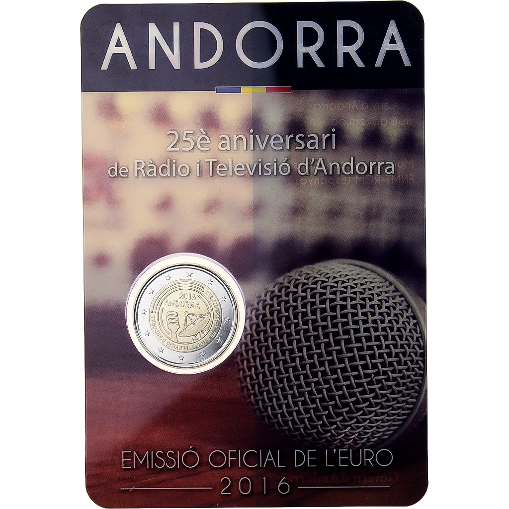 Andorra, 2 Euro, 25ème anniversaire de la radio-télé, BU, 2016, Madrid