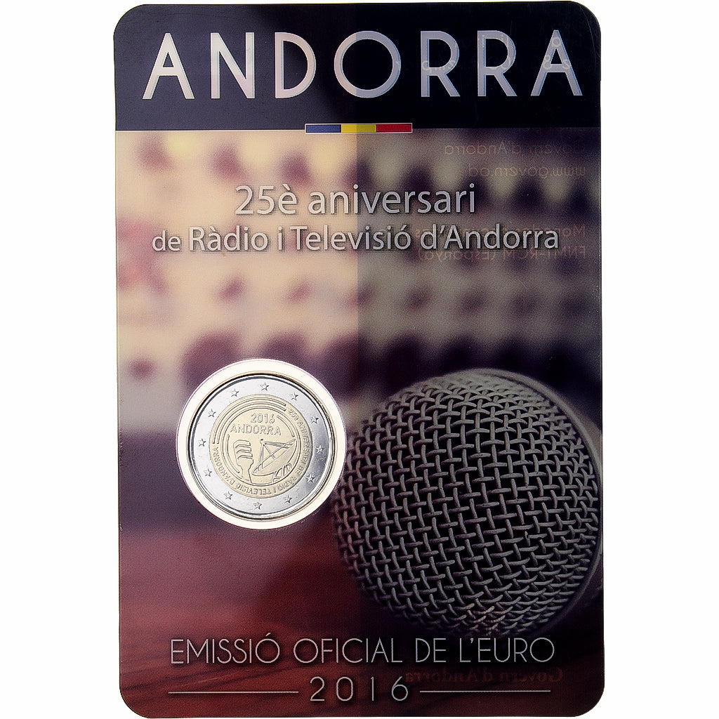 Andorra, 2 Euro, 25ème anniversaire de la radio-télé, BU, 2016, Madrid