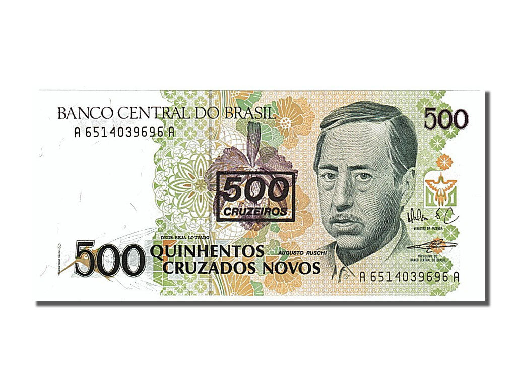 Banconote, Brasile, 500 Cruzeiros on 500 Cruzados Novos, 1990, FDS