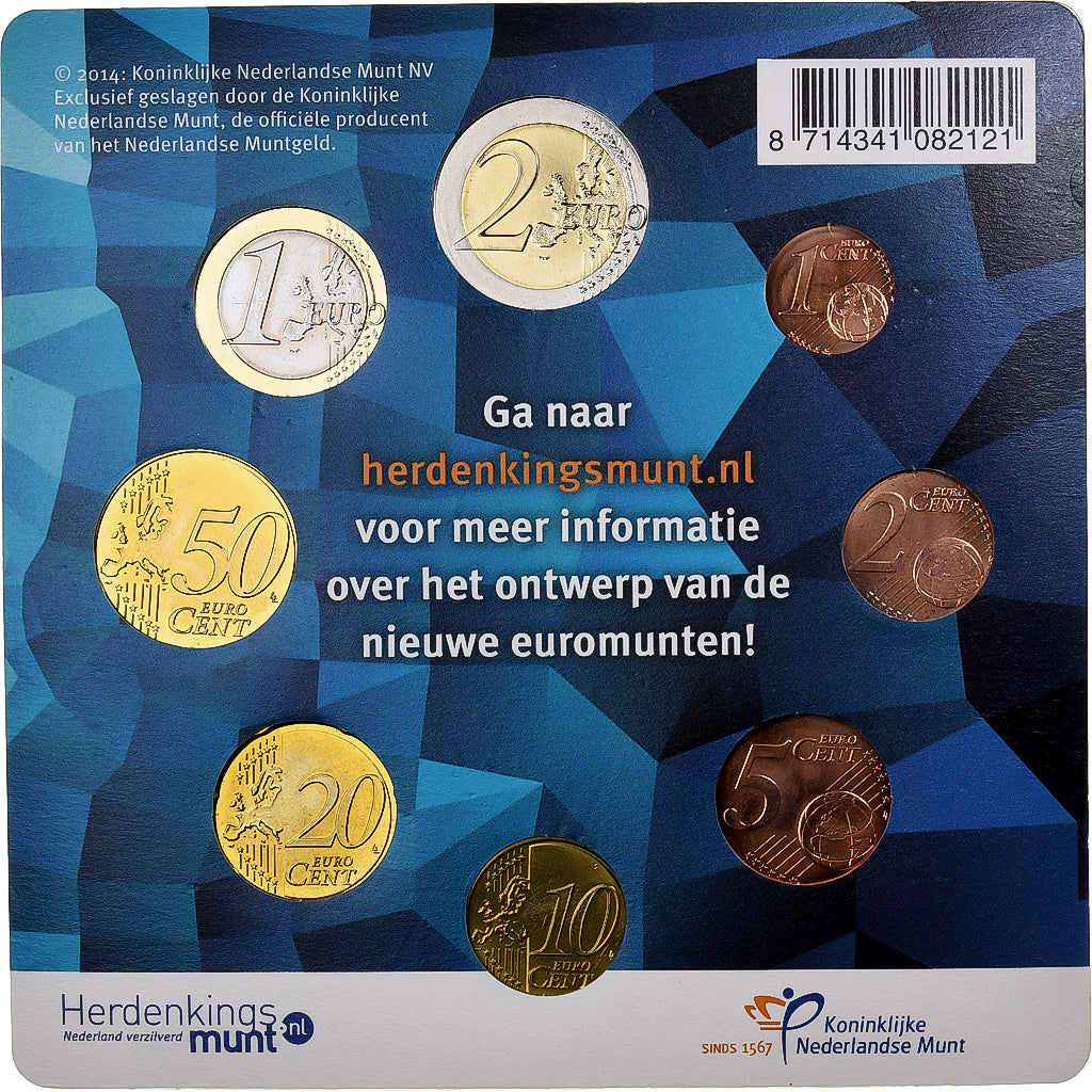 Netherlands, Willem-Alexander, 1 Cent to 2 Euro, BU, 2014, Utrecht, MS(65-70)