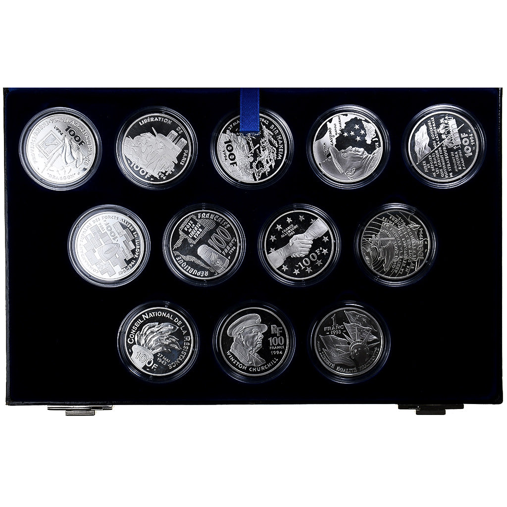France, Coffret Liberté retrouvée, 1993-1994, Monnaie de Paris, BE, Argent