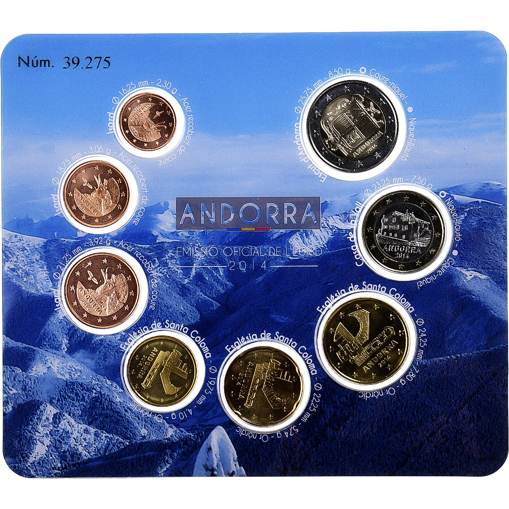 Andorra, 1 Cent to 2 Euro, BU, 2014, Madrid, N/D, MS(65-70)