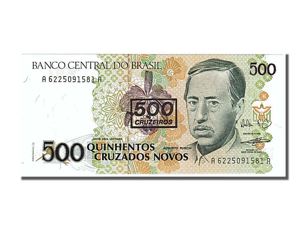 Biljet, Brazilië, 500 Cruzeiros on 500 Cruzados Novos, 1990, NIEUW