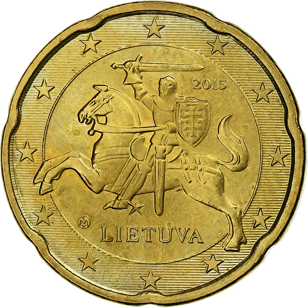 Lituania, 20 Euro Cent, 2015, Vilnius, Nordic gold, SC