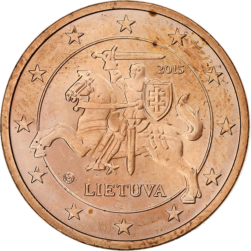 Lithuania, 5 Euro Cent, 2015, Vilnius, Copper Plated Steel, MS(63)