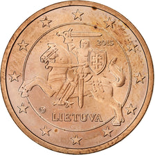 Lituânia, 5 Euro Cent, 2015, Vilnius, Aço Cromado a Cobre, MS(63)