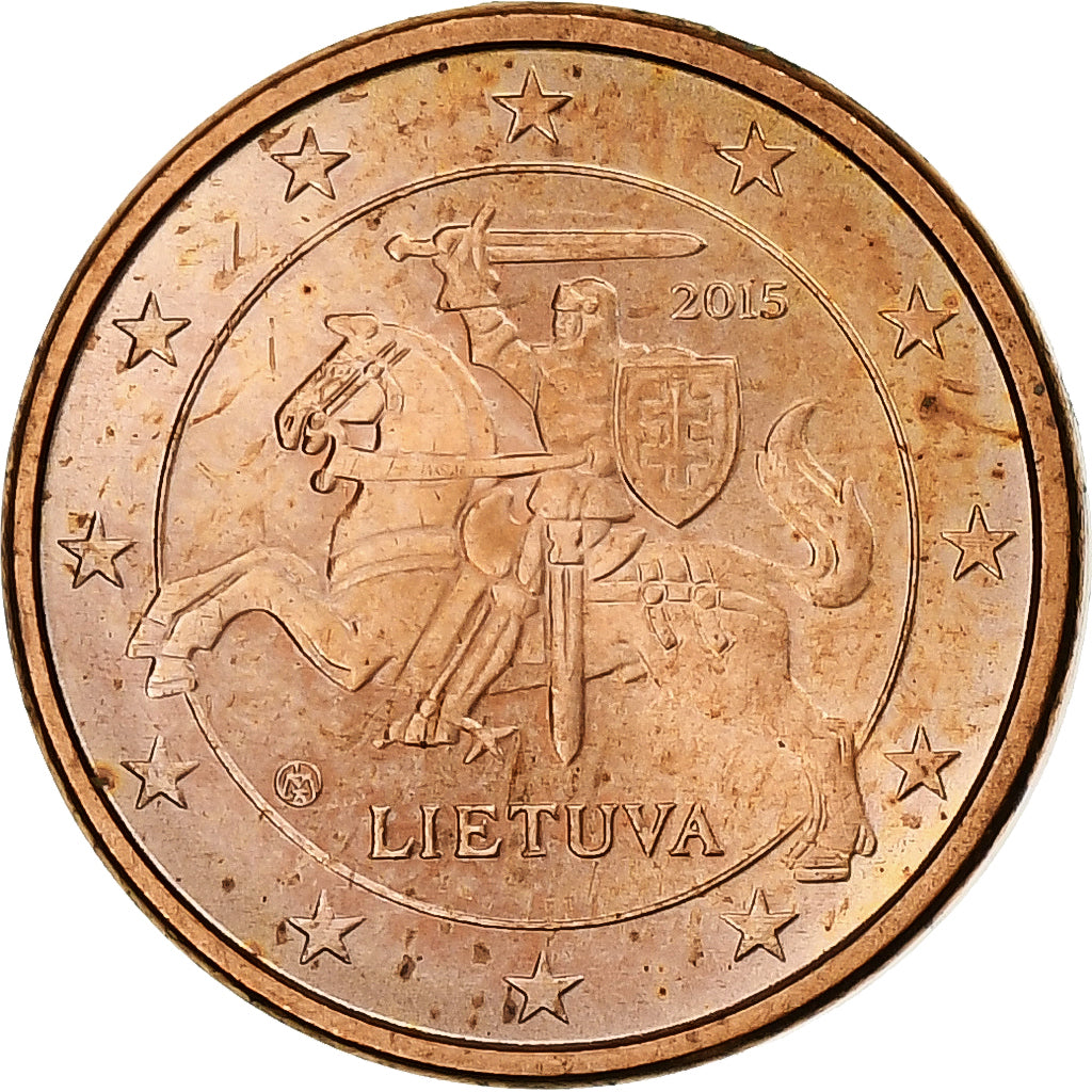 Lithouwen, Euro Cent, 2015, Vilnius, Copper Plated Steel, UNC-