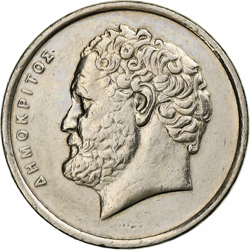 Greece, 10 Drachmes, Democritus, 1992, Athens, Copper-nickel, AU(55-58), KM:132