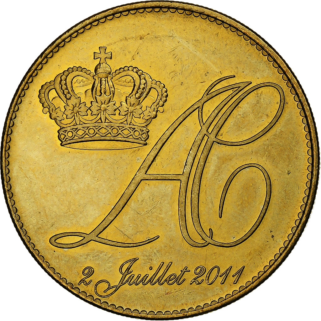 Monaco, Jeton, Mariage Princier, Albert et Charlène, 2011, Saumur, Laiton, SUP+