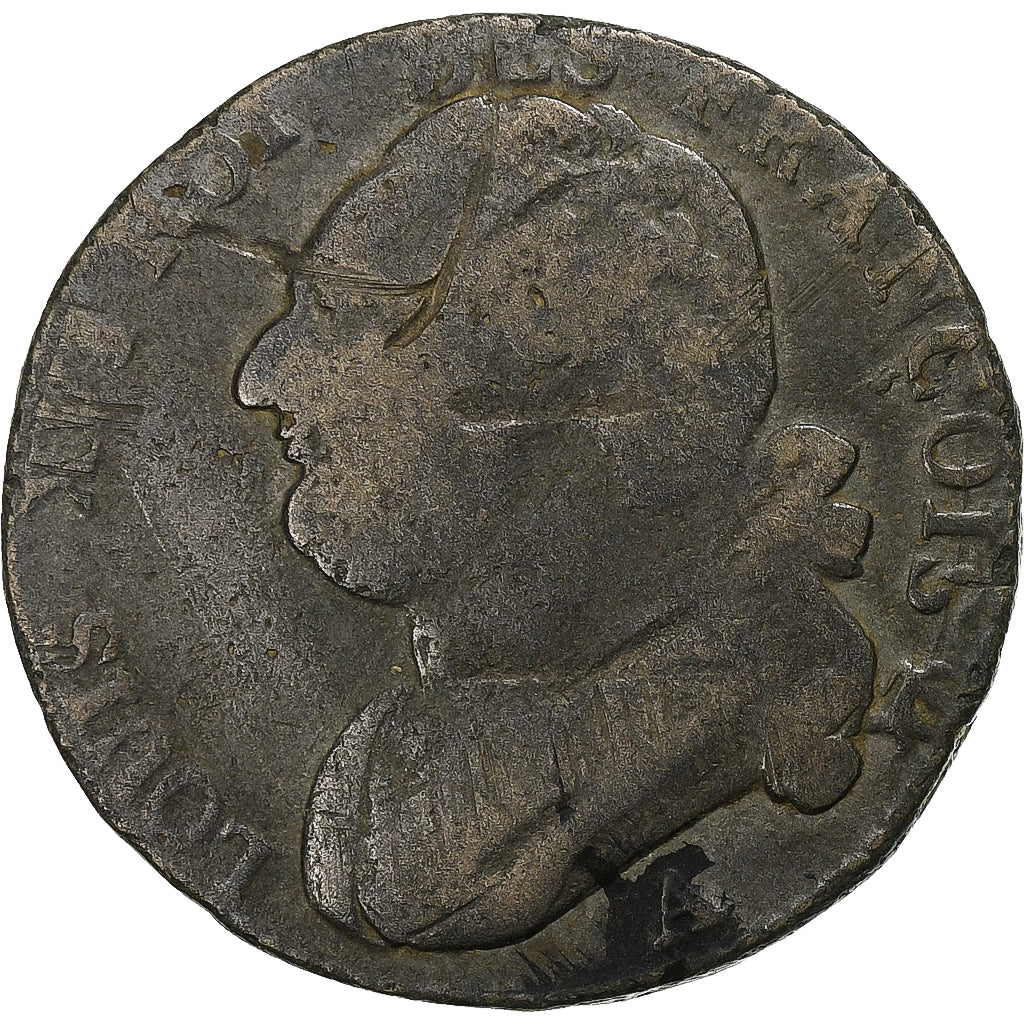 Francia, Louis XVI, 12 deniers françois, 1793·5, Paris, Métal de cloche, BC+