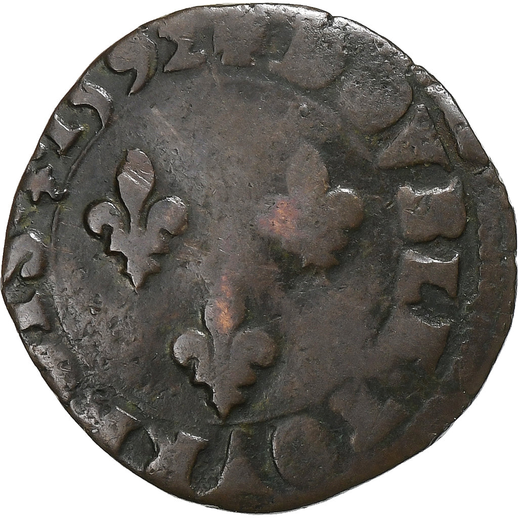 Francia, Charles X, Double Tournois, 1592, Troyes, Rame, MB, Gadoury:510