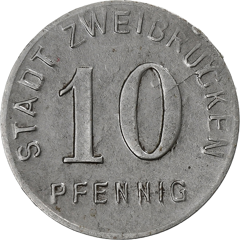 Allemagne, Stadt Zweibrücken, 10 Pfennig, 1919, SUP, Iron