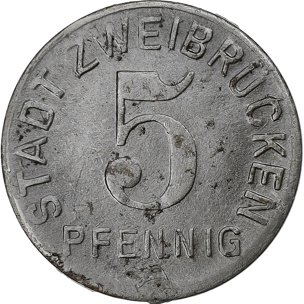 Alemanha, Stadt Zweibrücken, 5 Pfennig, 1919, AU(55-58), Ferro