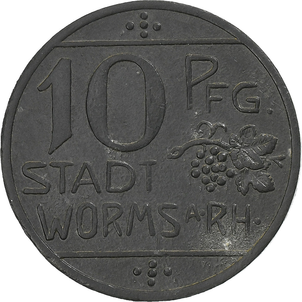 Deutschland, Stadt Worms, 10 Pfennig, 1918, SS+, Zinc