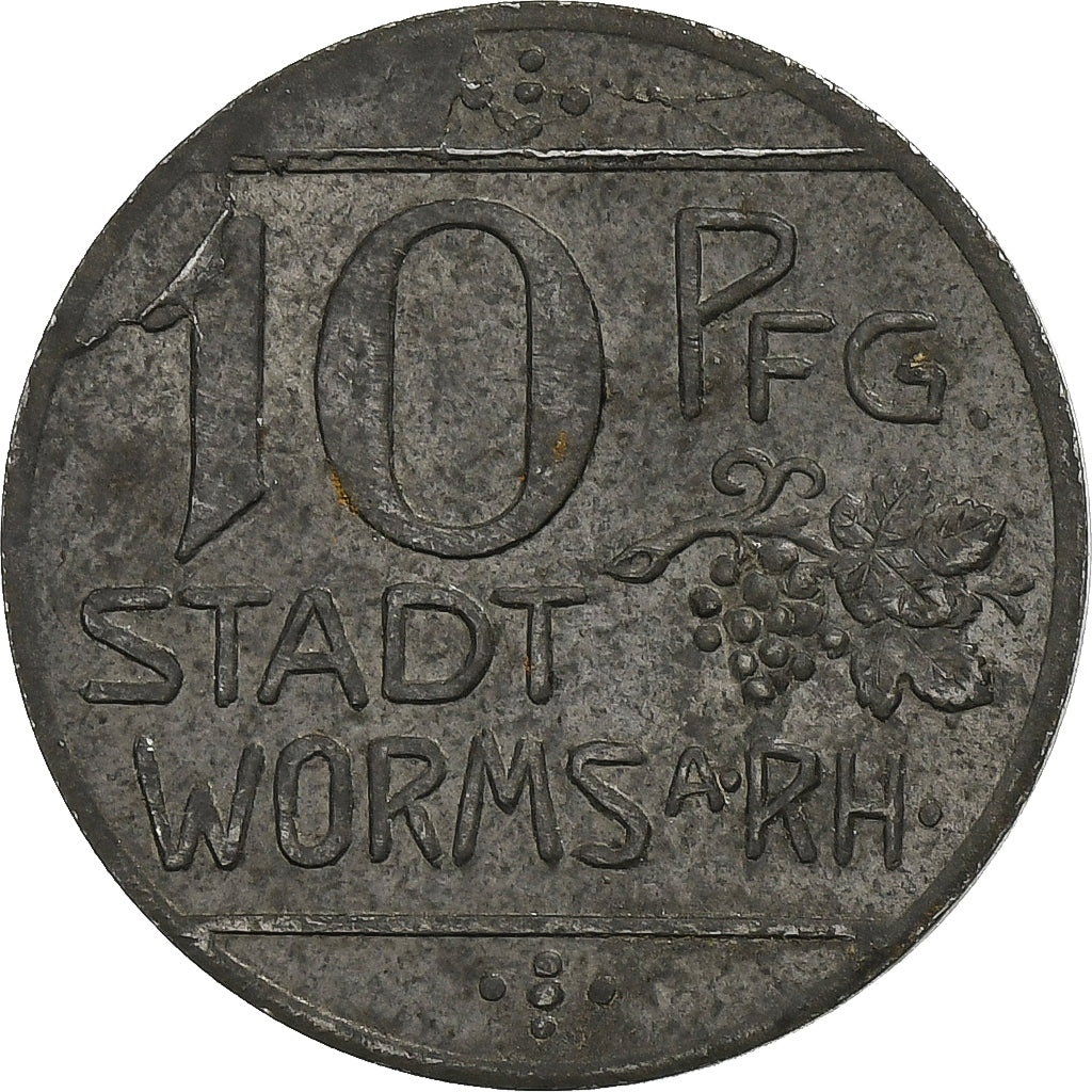 Niemcy, Stadt Worms, 10 Pfennig, 1918, AU(55-58), Żelazo