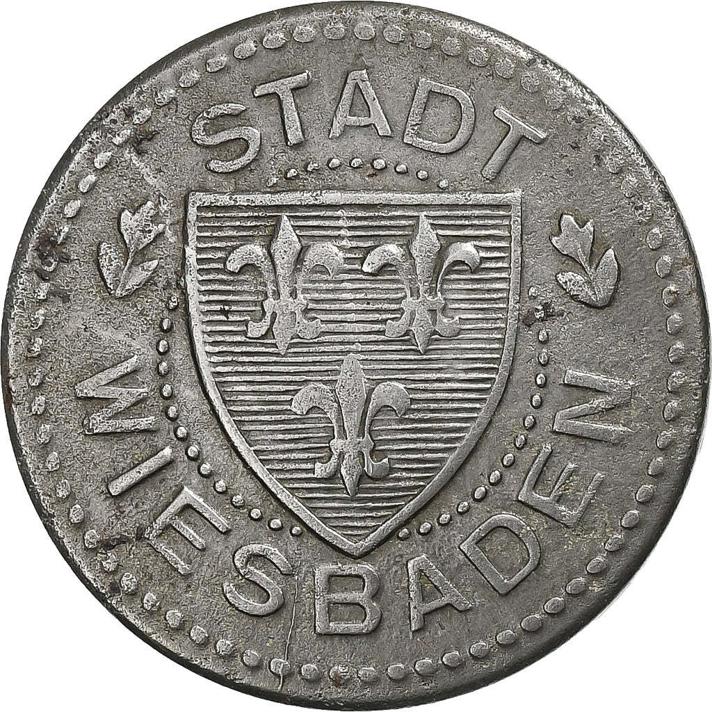 Niemcy, Stadt Wiesbaden, 10 Pfennig, undated (1920), AU(50-53), Żelazo