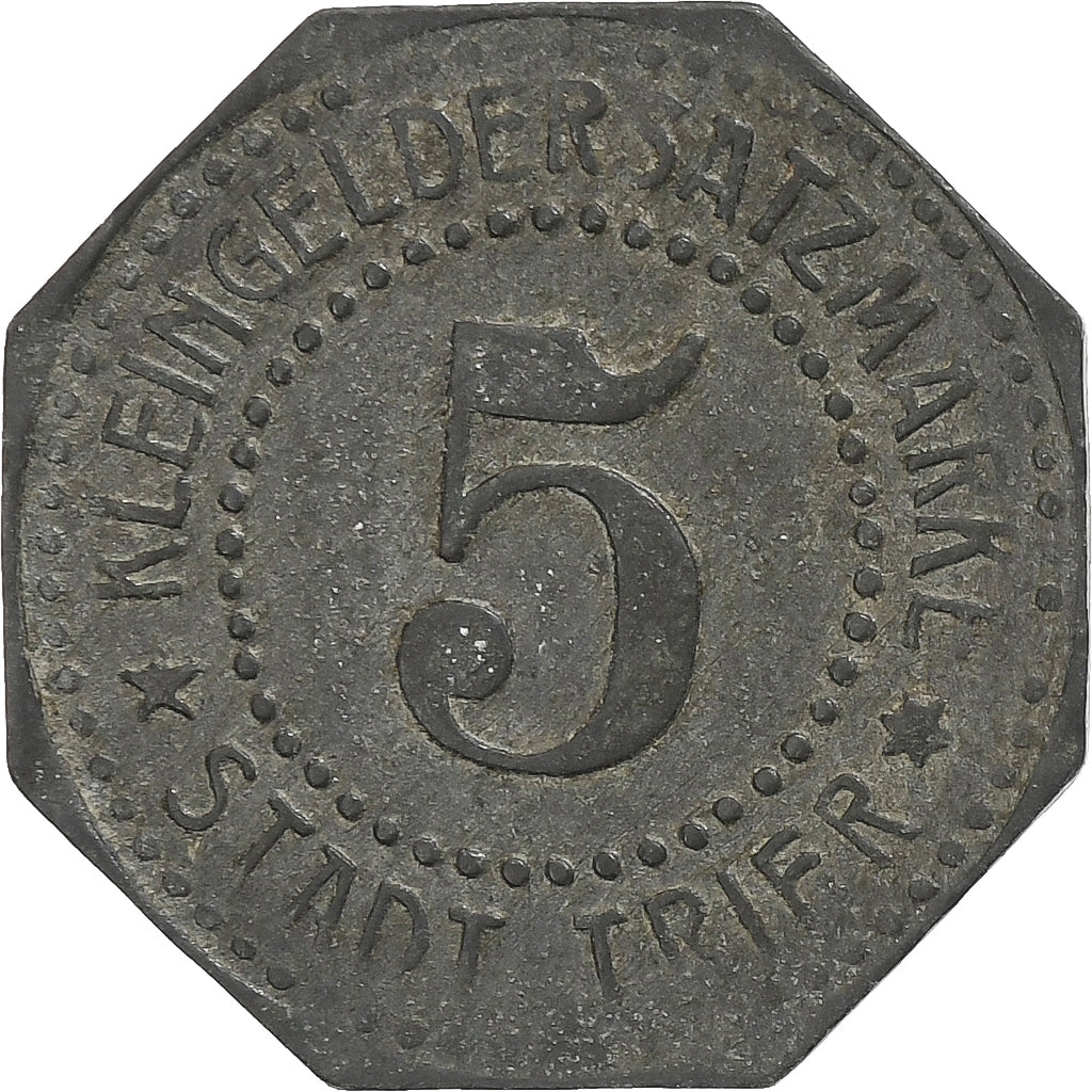 Germania, Stadt Trier, 5 Pfennig, Undated (1917), BB, Zinco