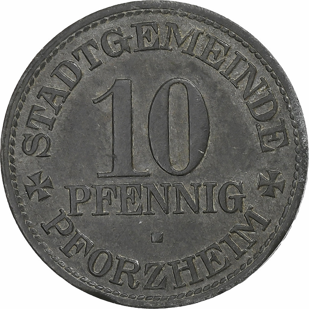 Deutschland, Stadt Pforzheim, 10 Pfennig, 1917, SS+, Zinc