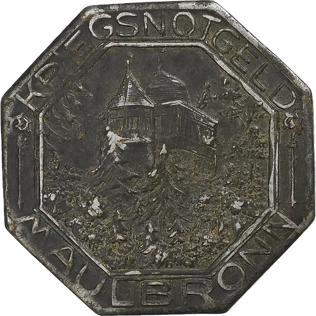 Niemcy, Stadt Maulbronn, 50 Pfennig, 1918, EF(40-45), Żelazo