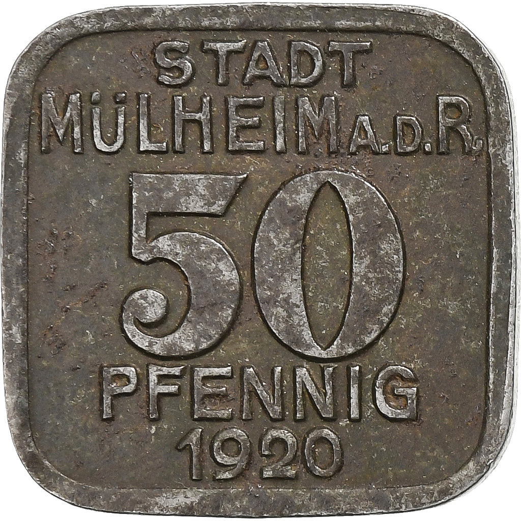Germania, Stadt Mülheim an der Ruhr, 50 Pfennig, 1920, BB+, Ferro