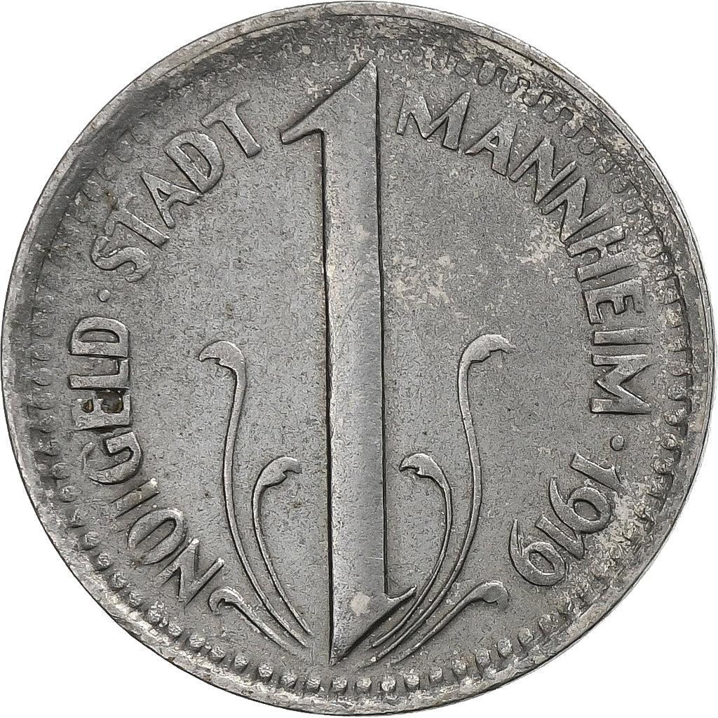 Germany, Stadt Mannheim, 10 Pfennig, 1919, AU(50-53), Iron
