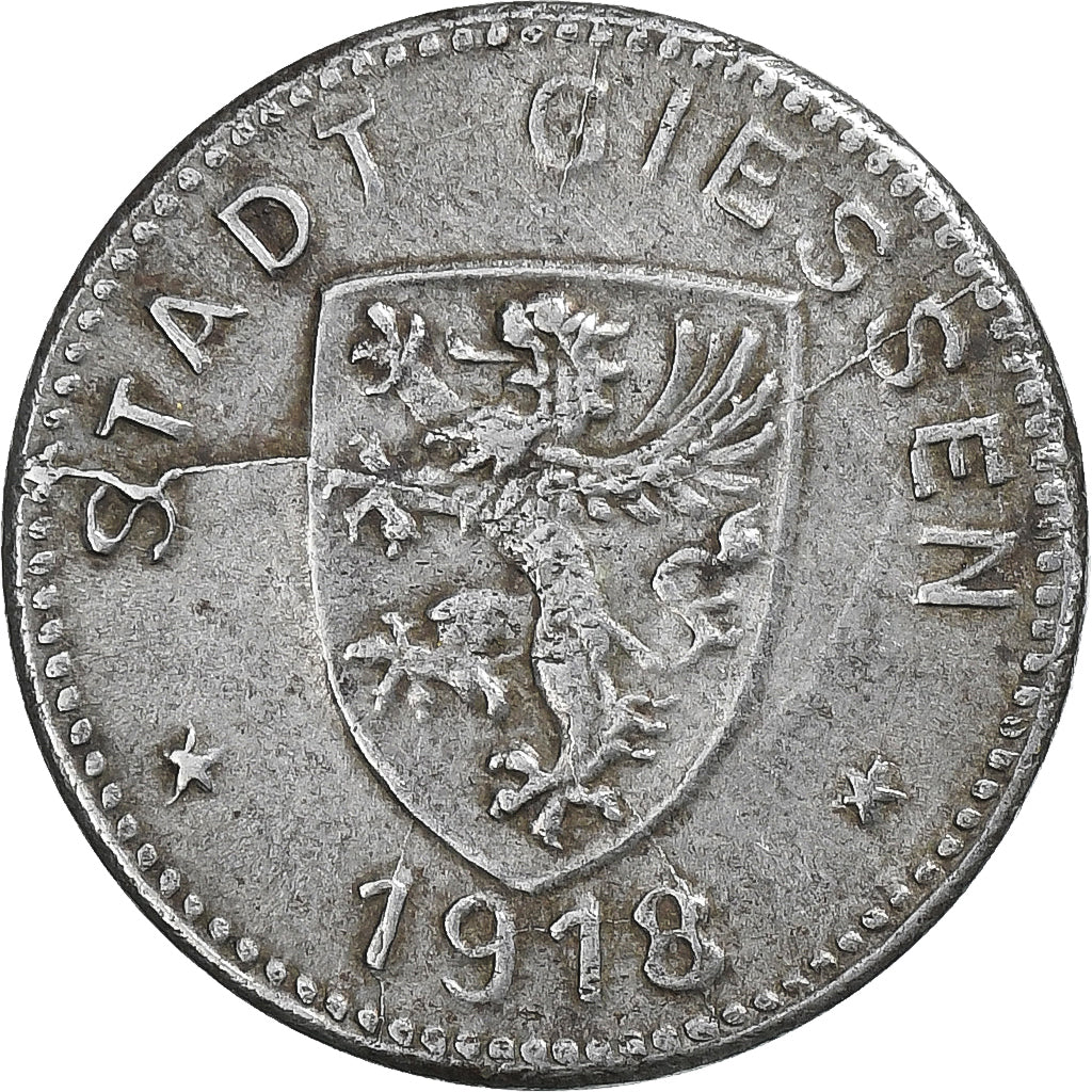 Germania, Stadt Giessen, 10 Pfennig, 1918, BB+, Ferro
