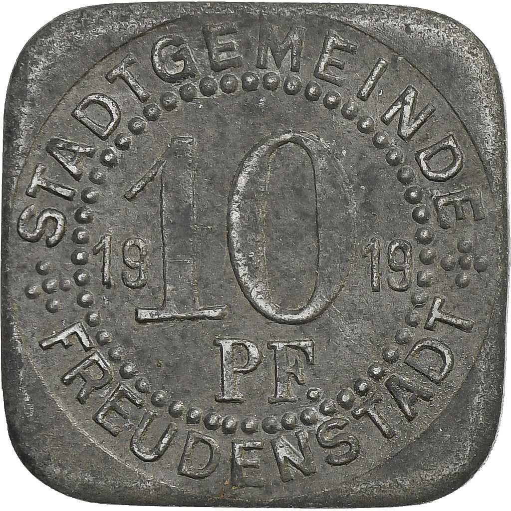 Alemanha, Stadt Freudenstadt, 10 Pfennig, 1919, EF(40-45), Zinco