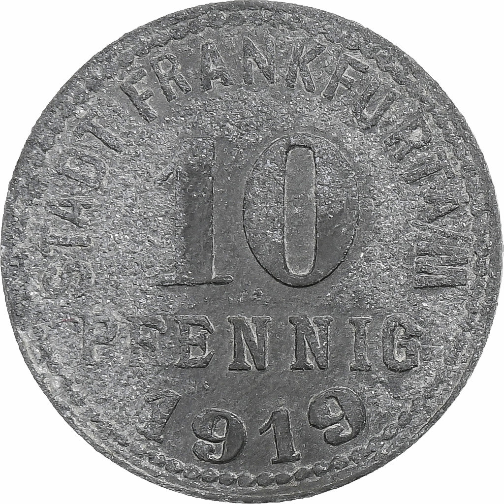 Germania, Stadt Frankfurt am Main, 10 Pfennig, 1919, MB+, Zinco