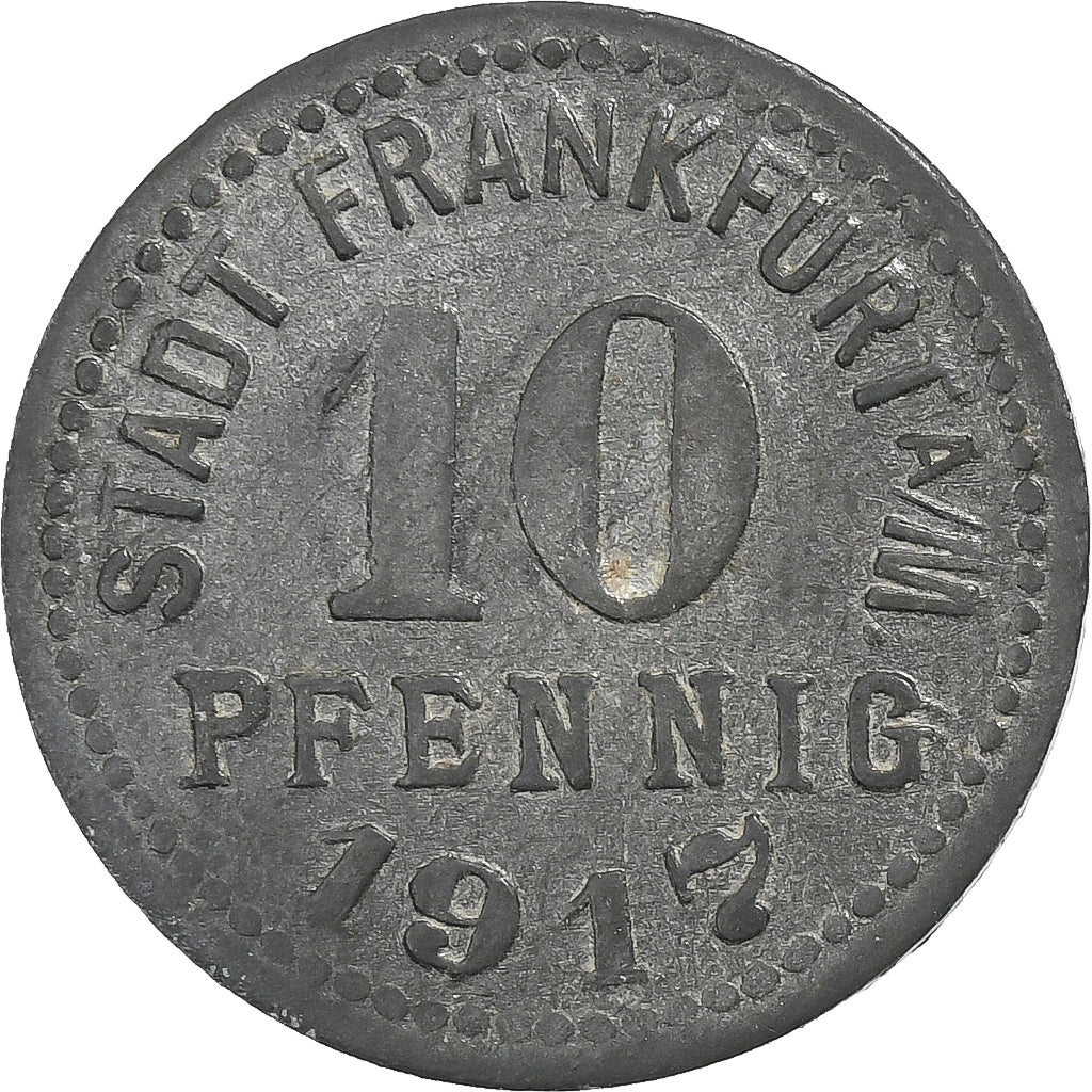 Alemanha, Stadt Frankfurt am Main, 10 Pfennig, 1917, AU(50-53), Zinco